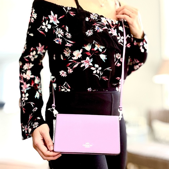 NWT COACH Foldover Clutch Crossbody violet orchid - Picture 2 of 9